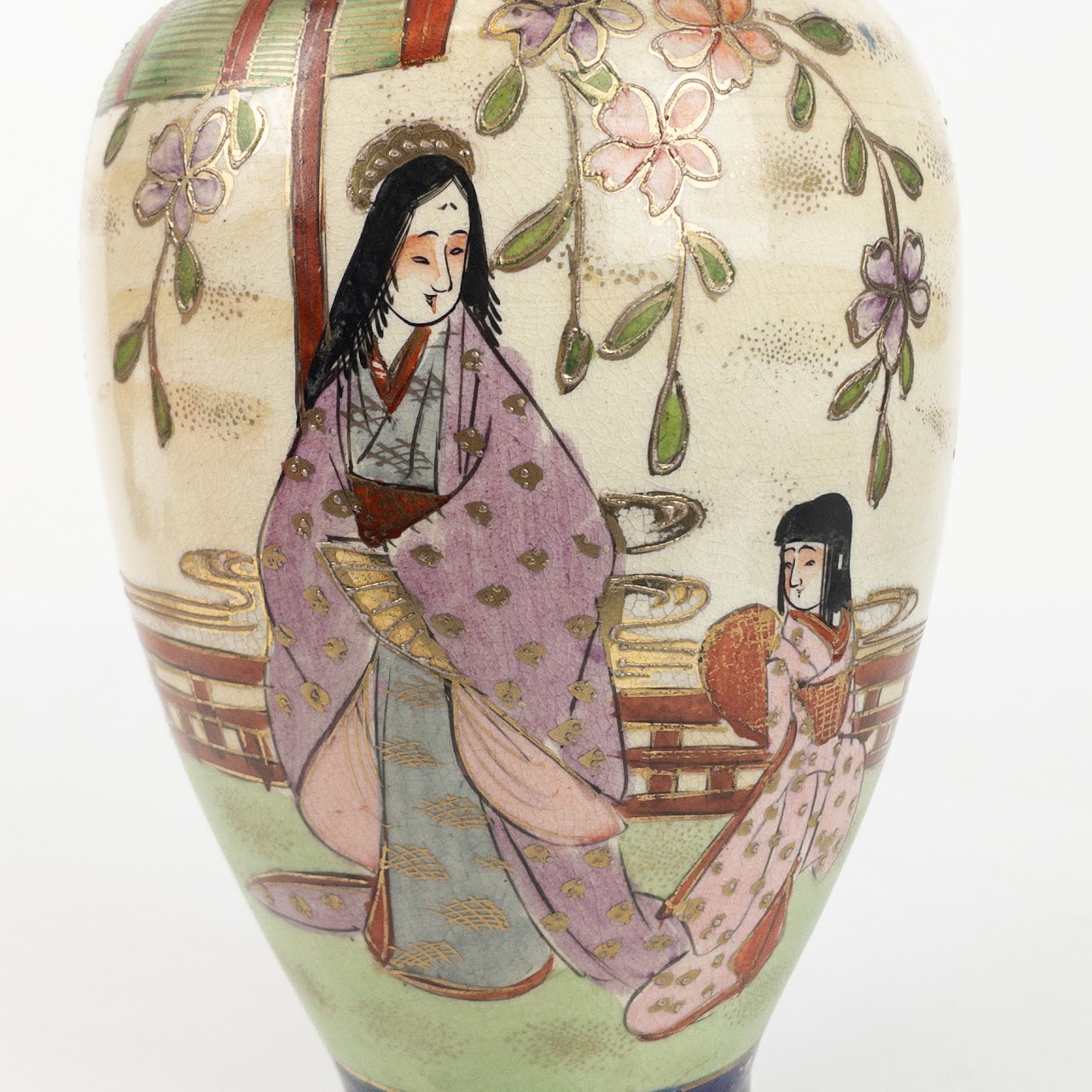 Japanese Satsuma Hand Painted Porcelain Vase