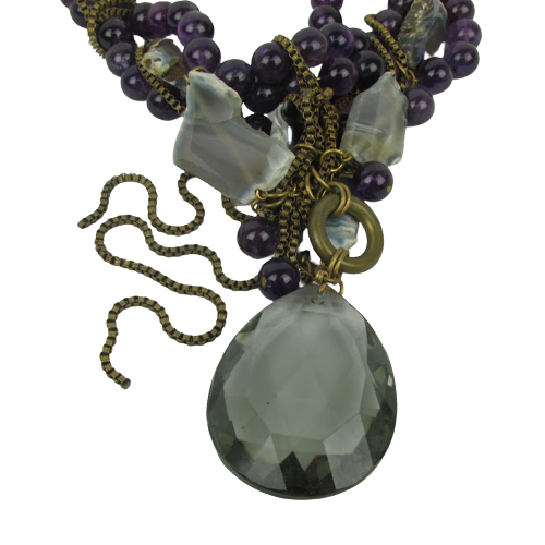 Amethyst & Geode Crystal Pendant Necklace