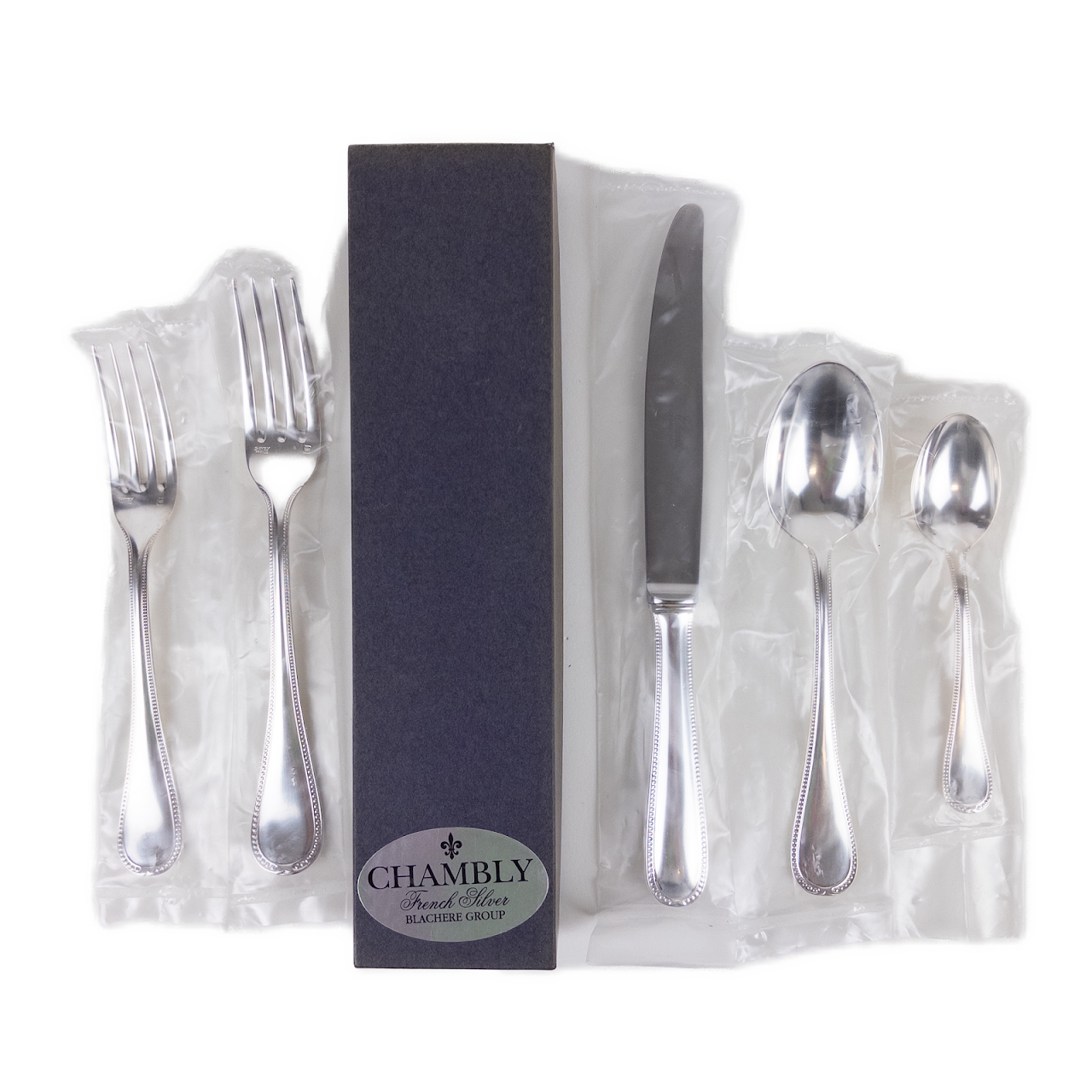 Chambly Silver Perles Five Piece Flatware Setting