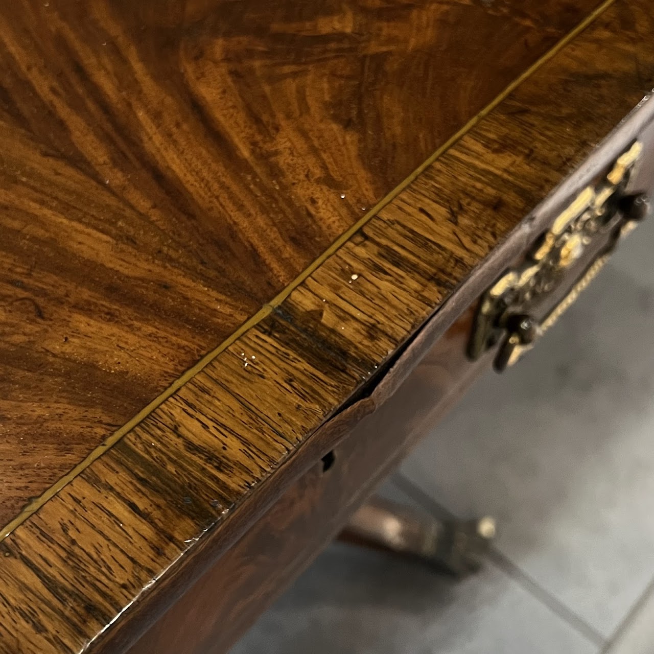 Regency Brass Inlaid and Rosewood Banded Mahogany Pembroke Table