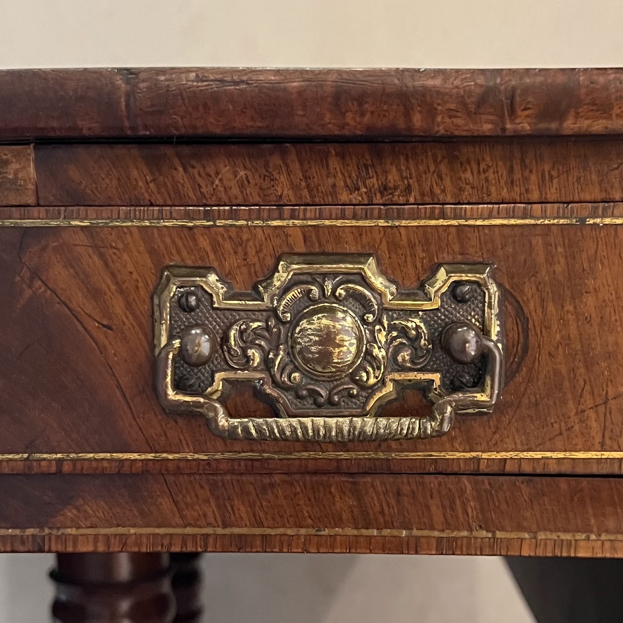 Regency Brass Inlaid and Rosewood Banded Mahogany Pembroke Table