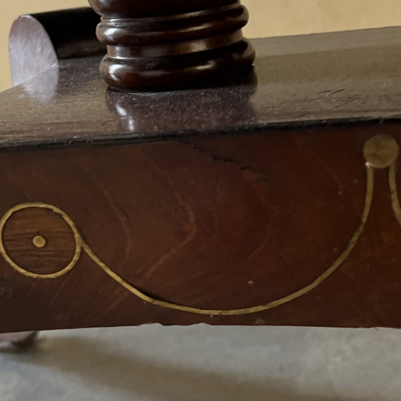 Regency Brass Inlaid and Rosewood Banded Mahogany Pembroke Table