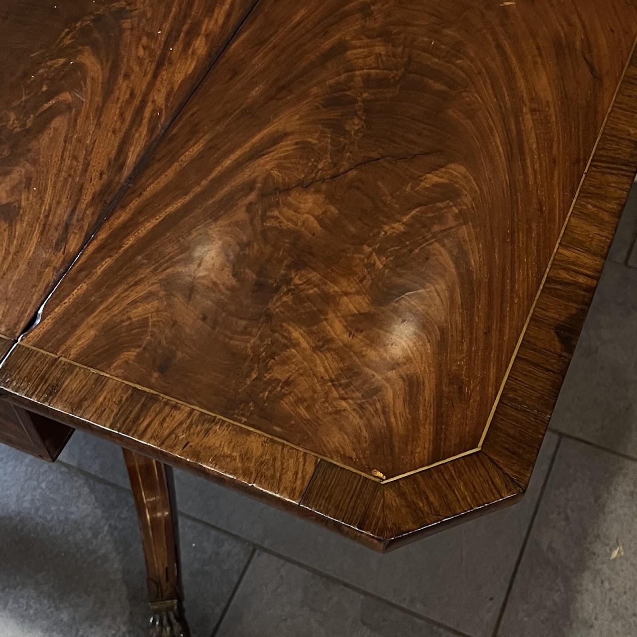 Regency Brass Inlaid and Rosewood Banded Mahogany Pembroke Table