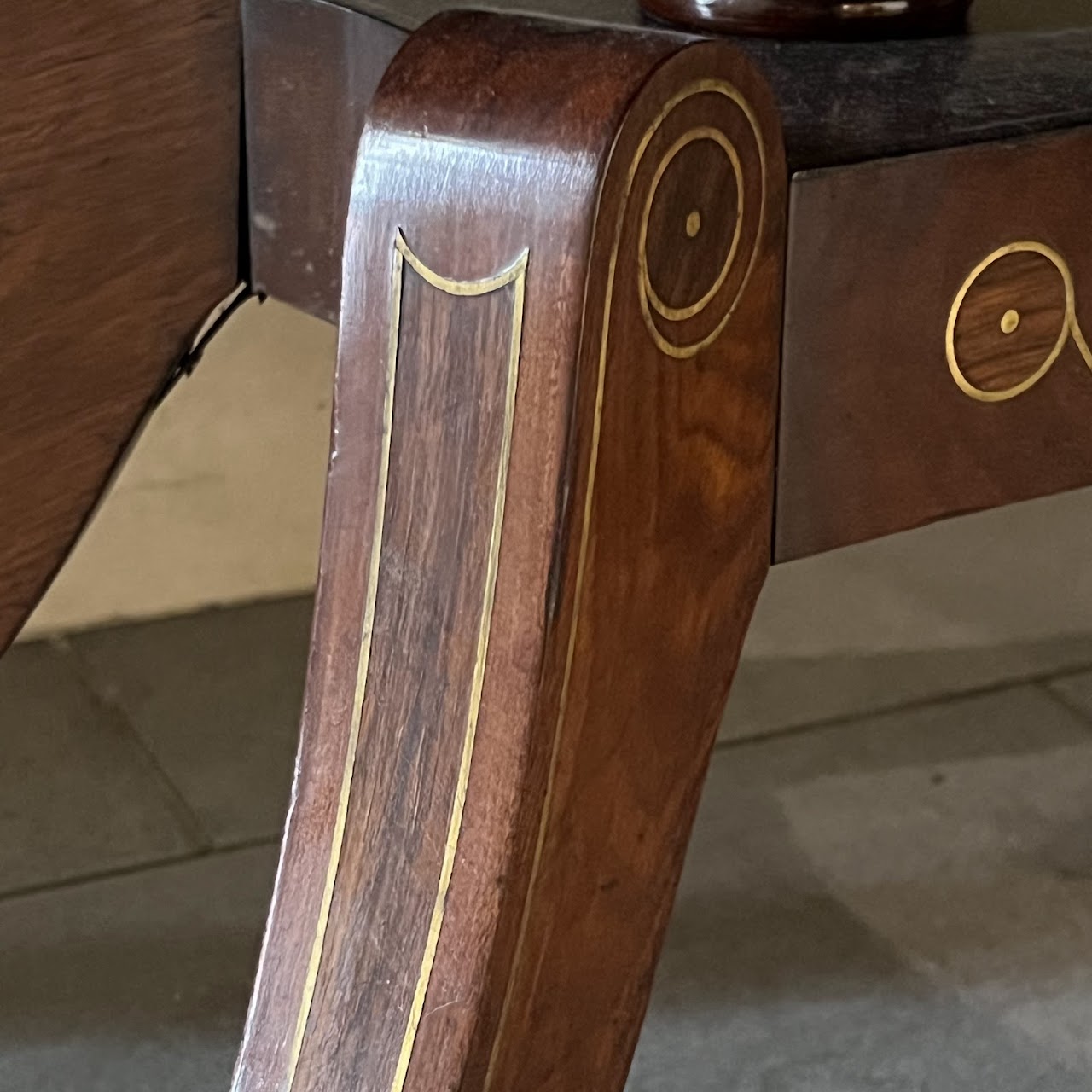 Regency Brass Inlaid and Rosewood Banded Mahogany Pembroke Table