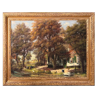 Hendricus Veenendaal Signed Pastoral Landscape Oil Painting