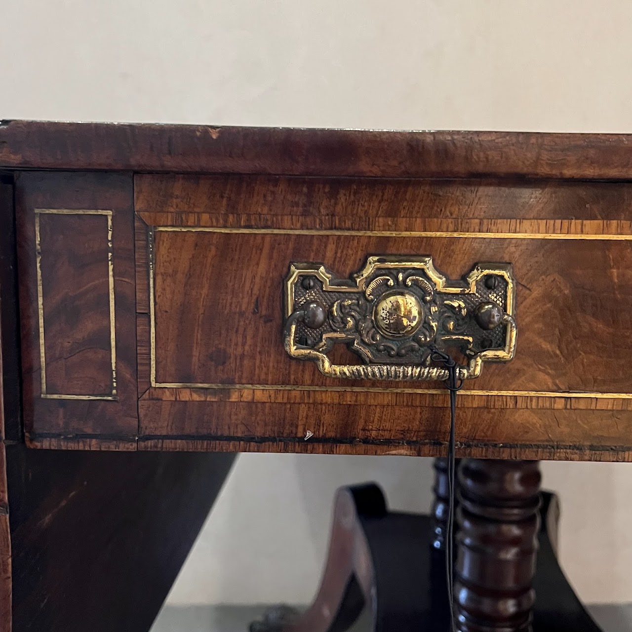 Regency Brass Inlaid and Rosewood Banded Mahogany Pembroke Table