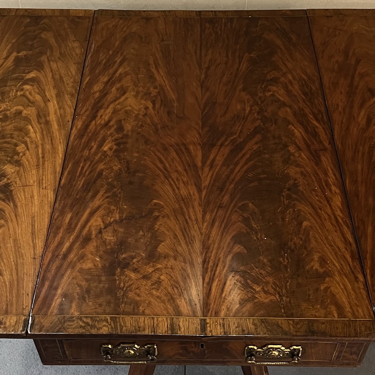 Regency Brass Inlaid and Rosewood Banded Mahogany Pembroke Table