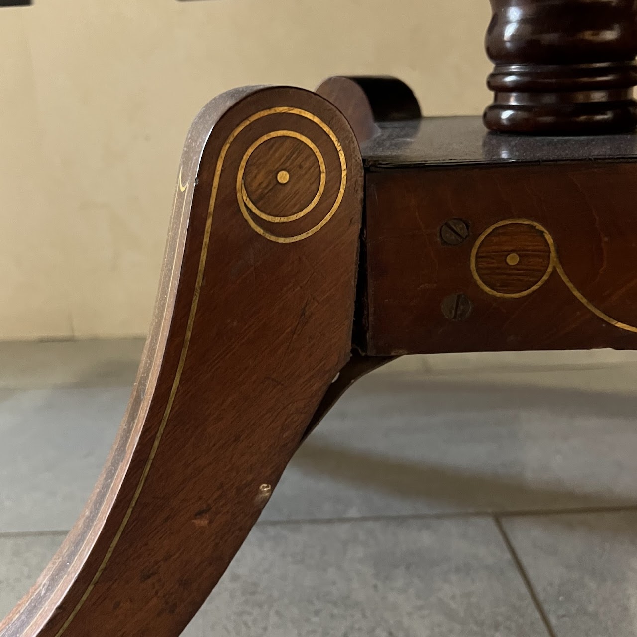 Regency Brass Inlaid and Rosewood Banded Mahogany Pembroke Table