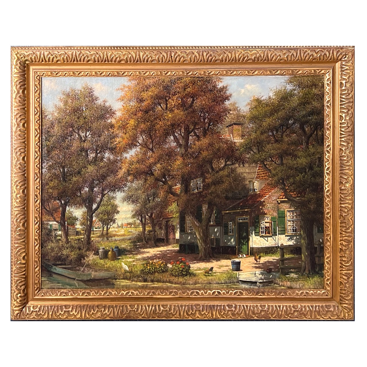 Hendricus Veenendaal Signed Pastoral Landscape Oil Painting