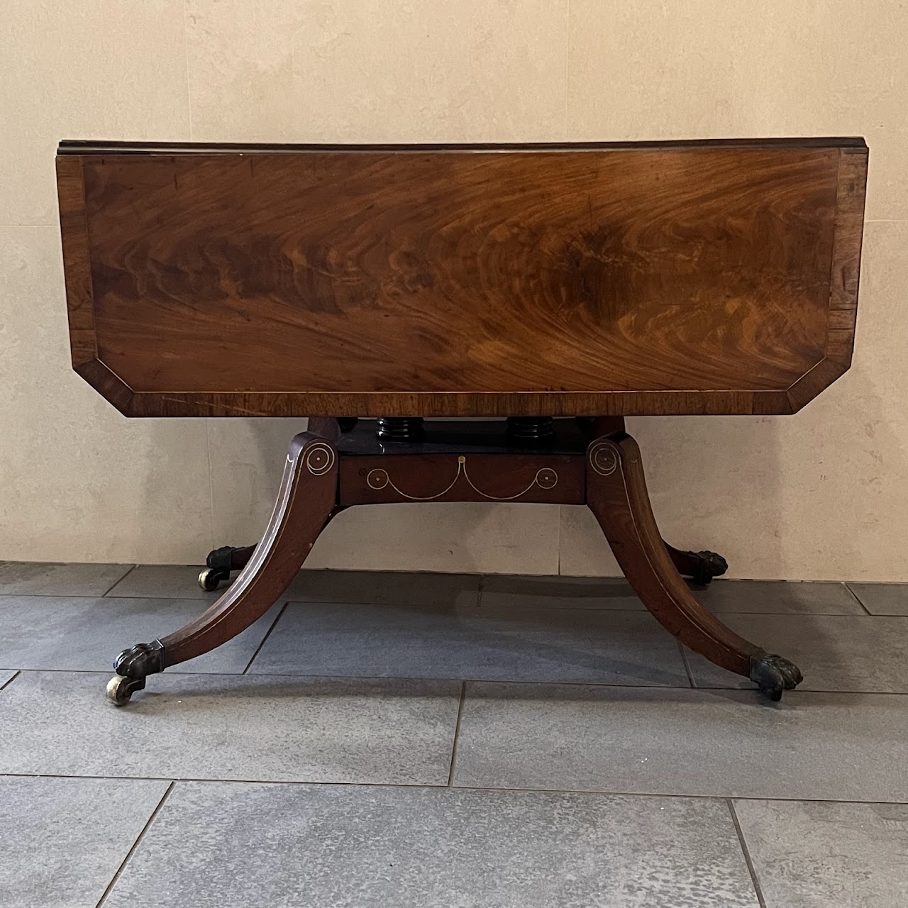 Regency Brass Inlaid and Rosewood Banded Mahogany Pembroke Table