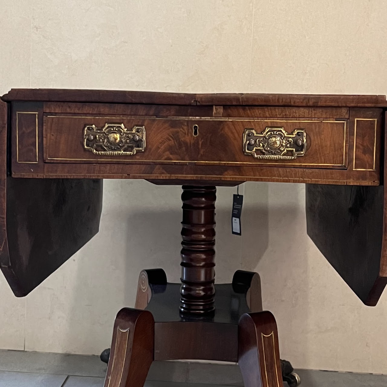 Regency Brass Inlaid and Rosewood Banded Mahogany Pembroke Table