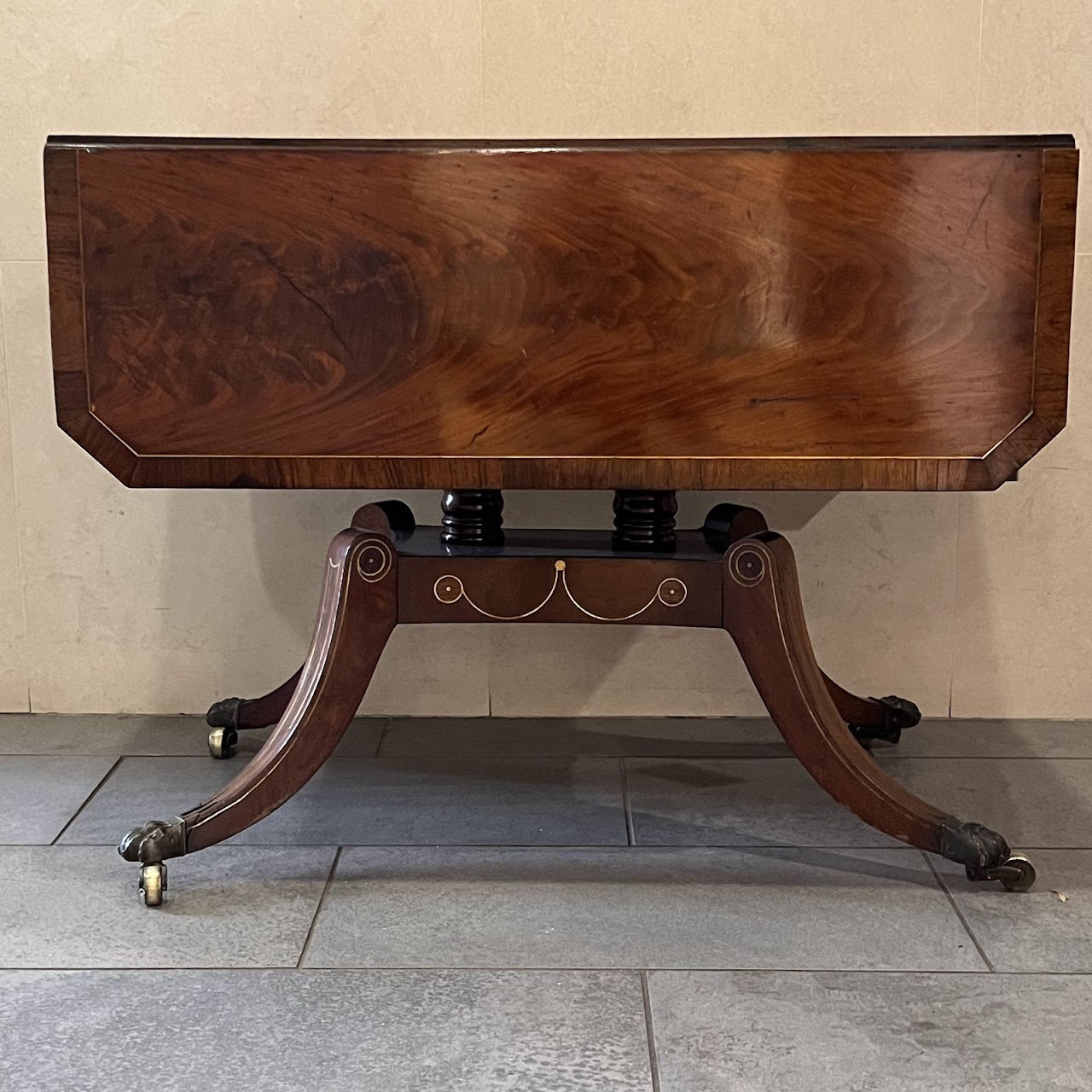 Regency Brass Inlaid and Rosewood Banded Mahogany Pembroke Table