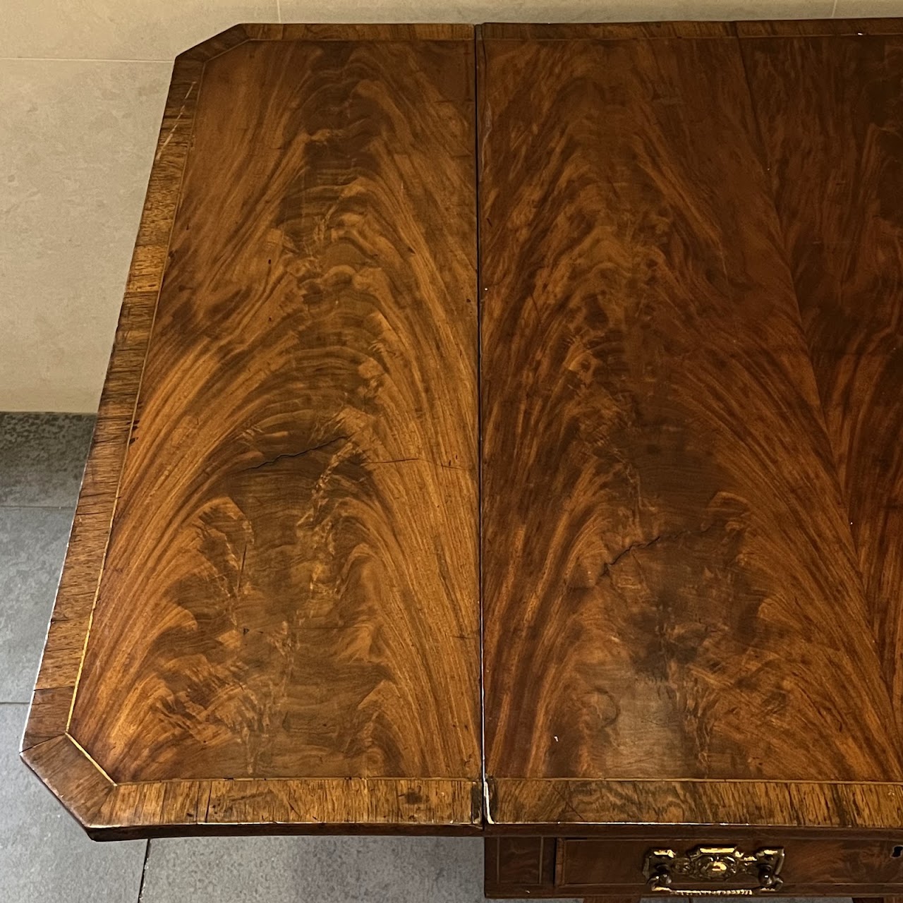 Regency Brass Inlaid and Rosewood Banded Mahogany Pembroke Table