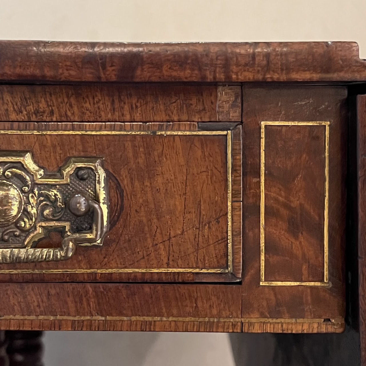 Regency Brass Inlaid and Rosewood Banded Mahogany Pembroke Table