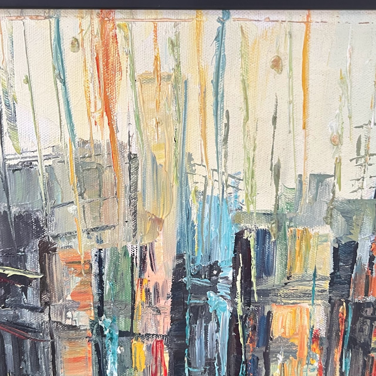 Contemporary Impressionist Cityscape Signed Oil Painting