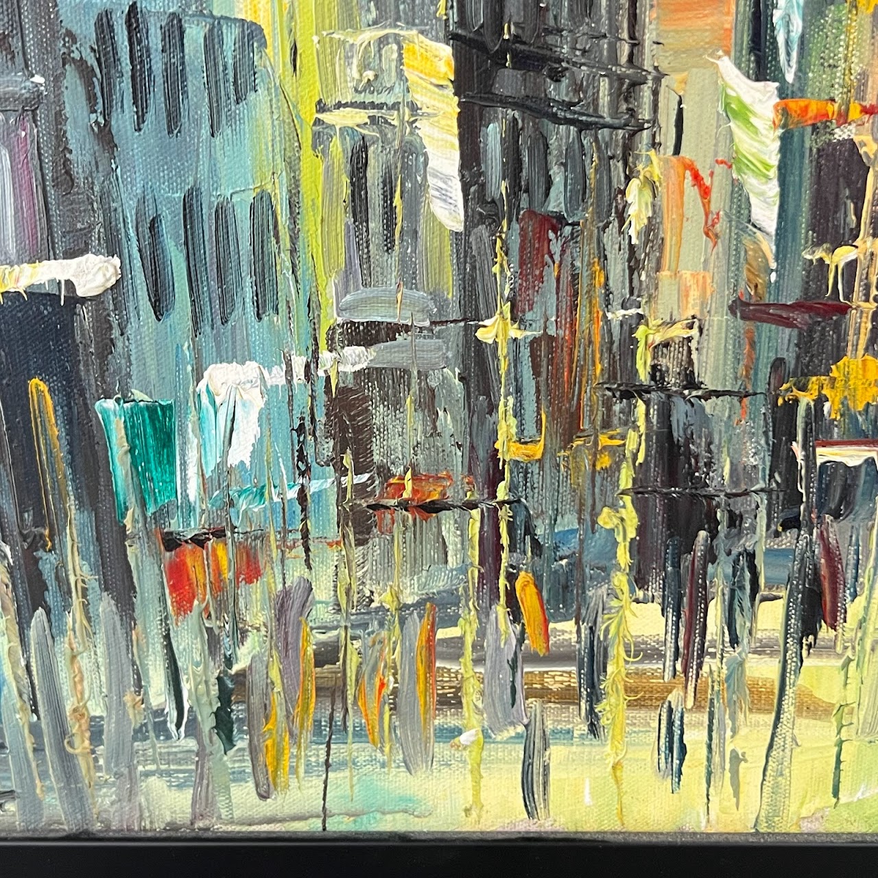 Contemporary Impressionist Cityscape Signed Oil Painting