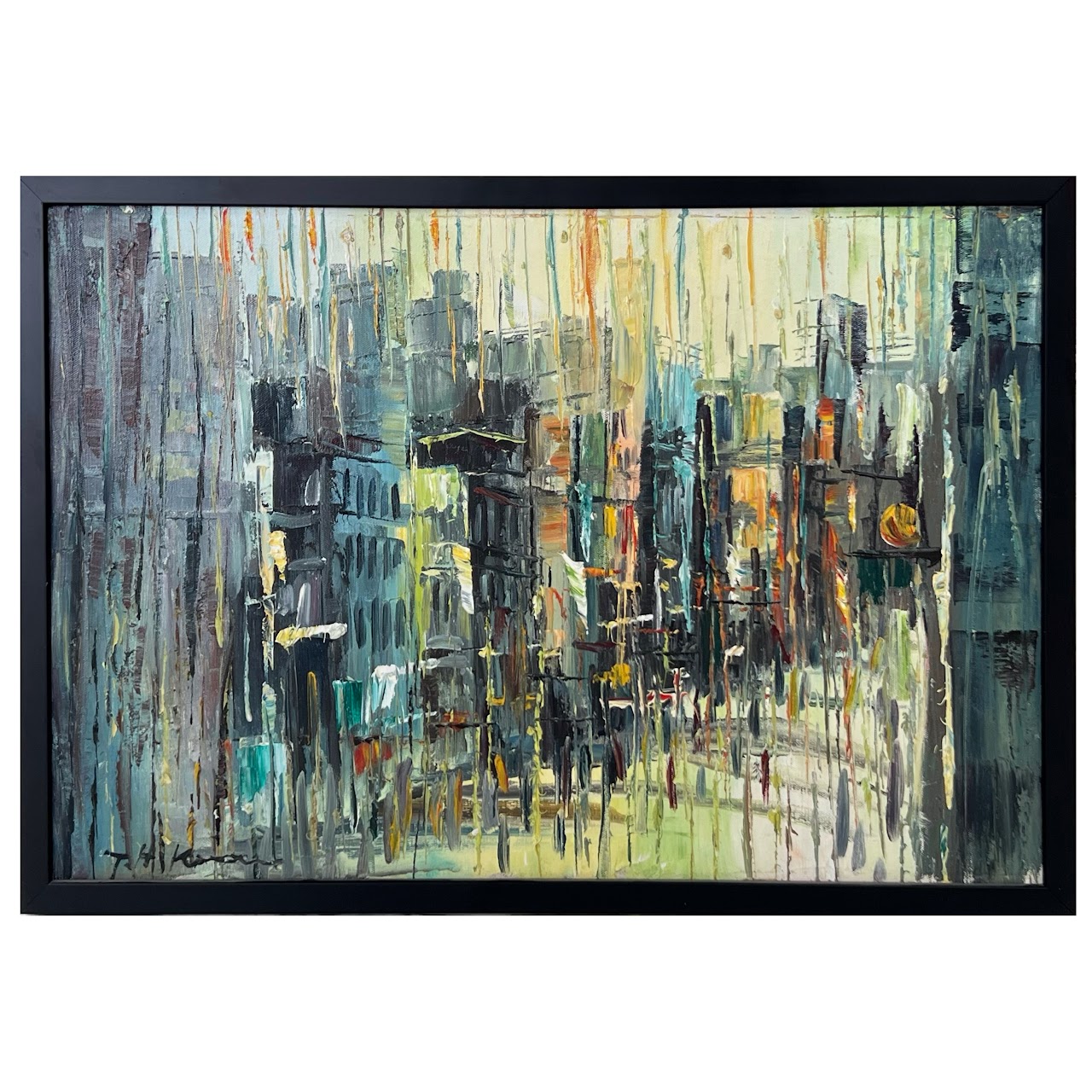 Contemporary Impressionist Cityscape Signed Oil Painting