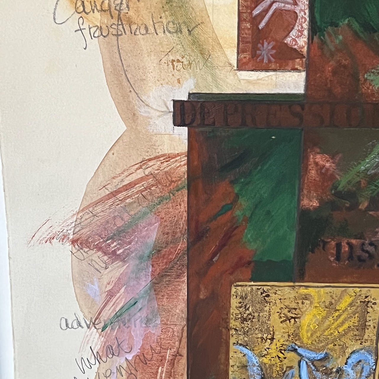 Marjorie Colt 'The Beginning is in Here Somewhere #3'  Watercolor, Collage and Mixed Media Painting