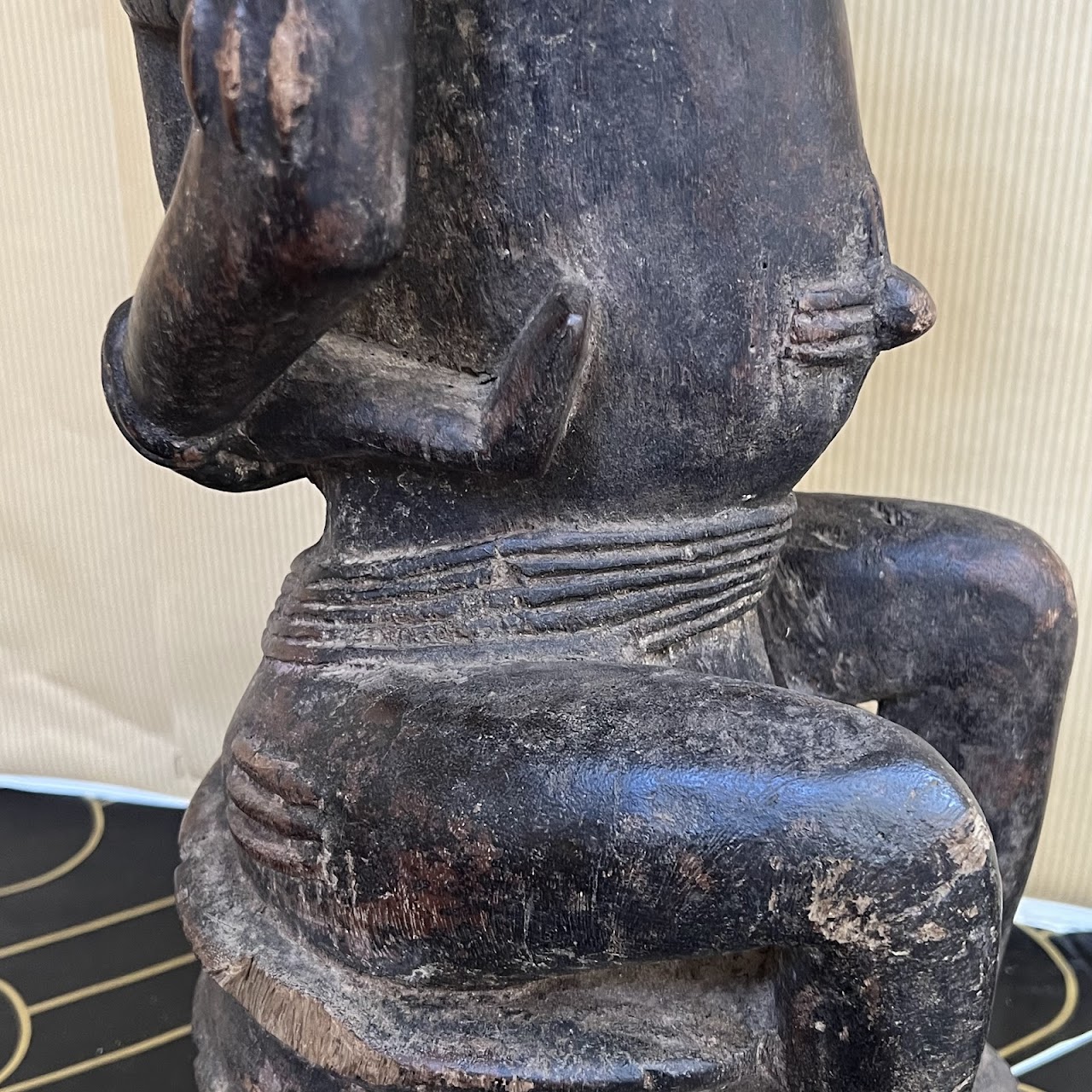 African Dogon Mother and Child Carved Figural Sculpture