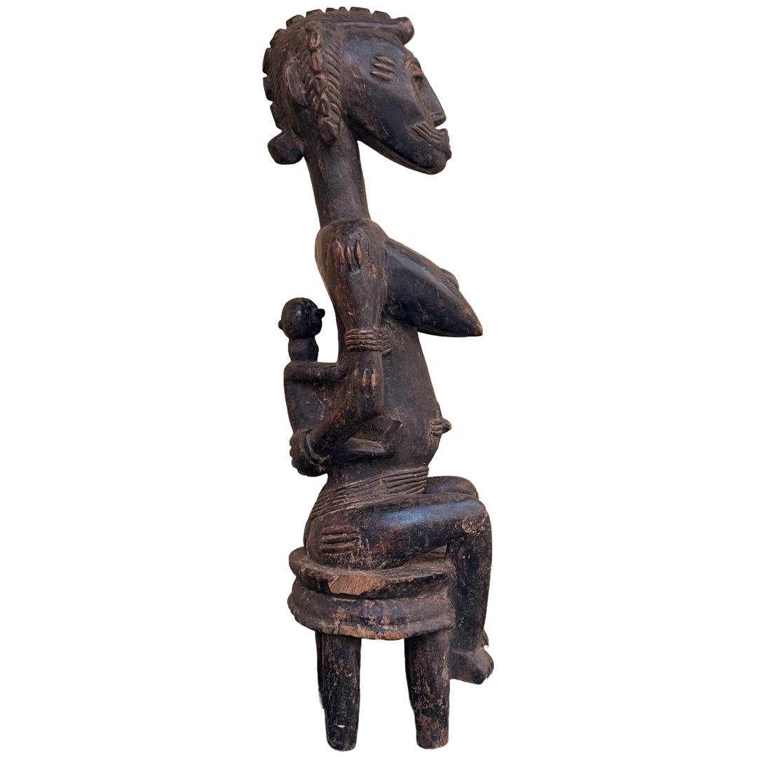 African Dogon Mother and Child Carved Figural Sculpture