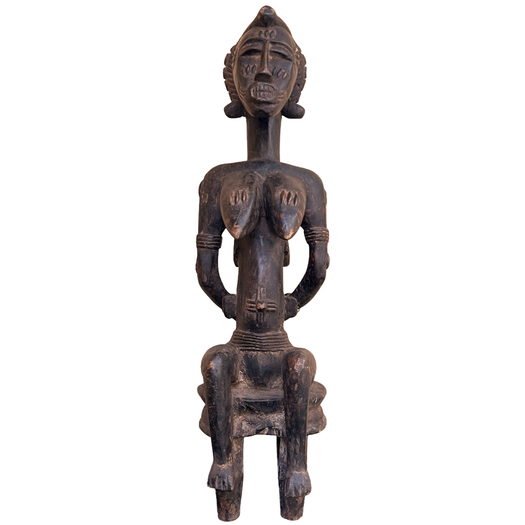 African Dogon Mother and Child Carved Figural Sculpture