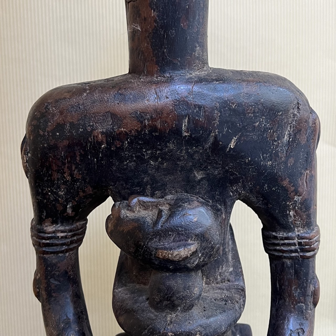 African Dogon Mother and Child Carved Figural Sculpture