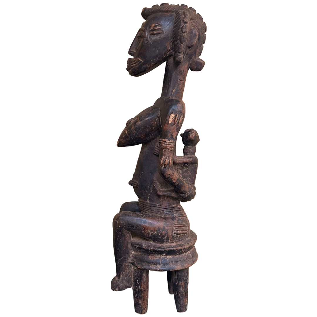 African Dogon Mother and Child Carved Figural Sculpture