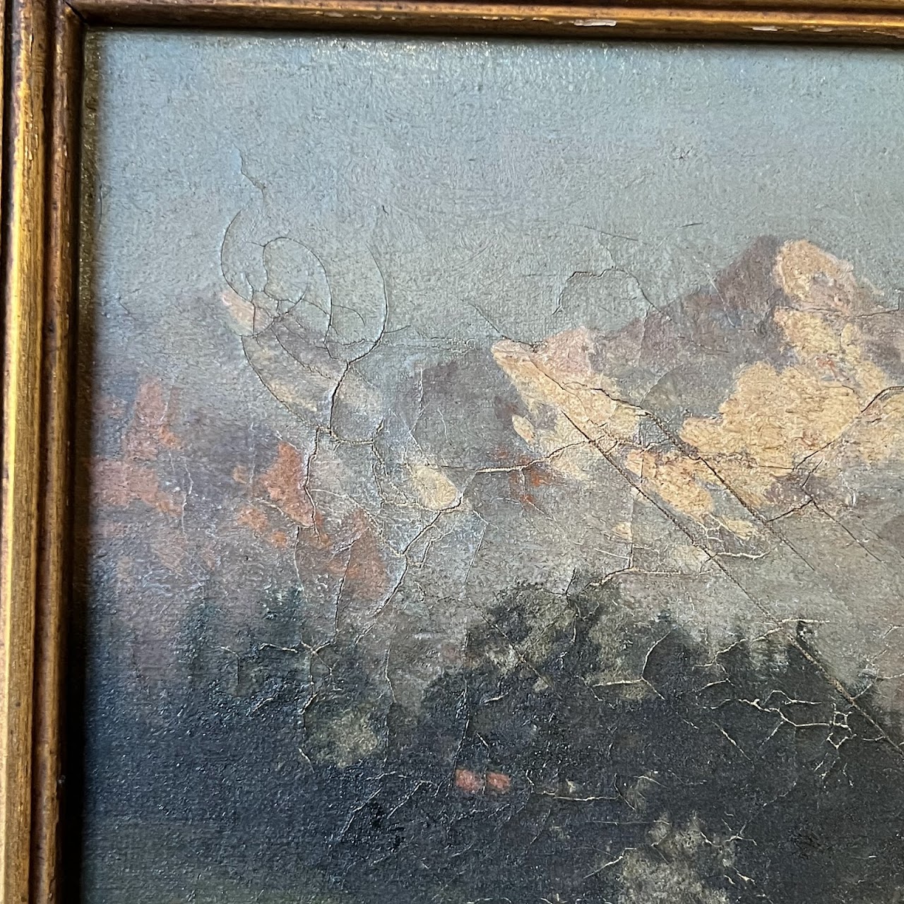 Mountain Landscape Vintage Oil Painting