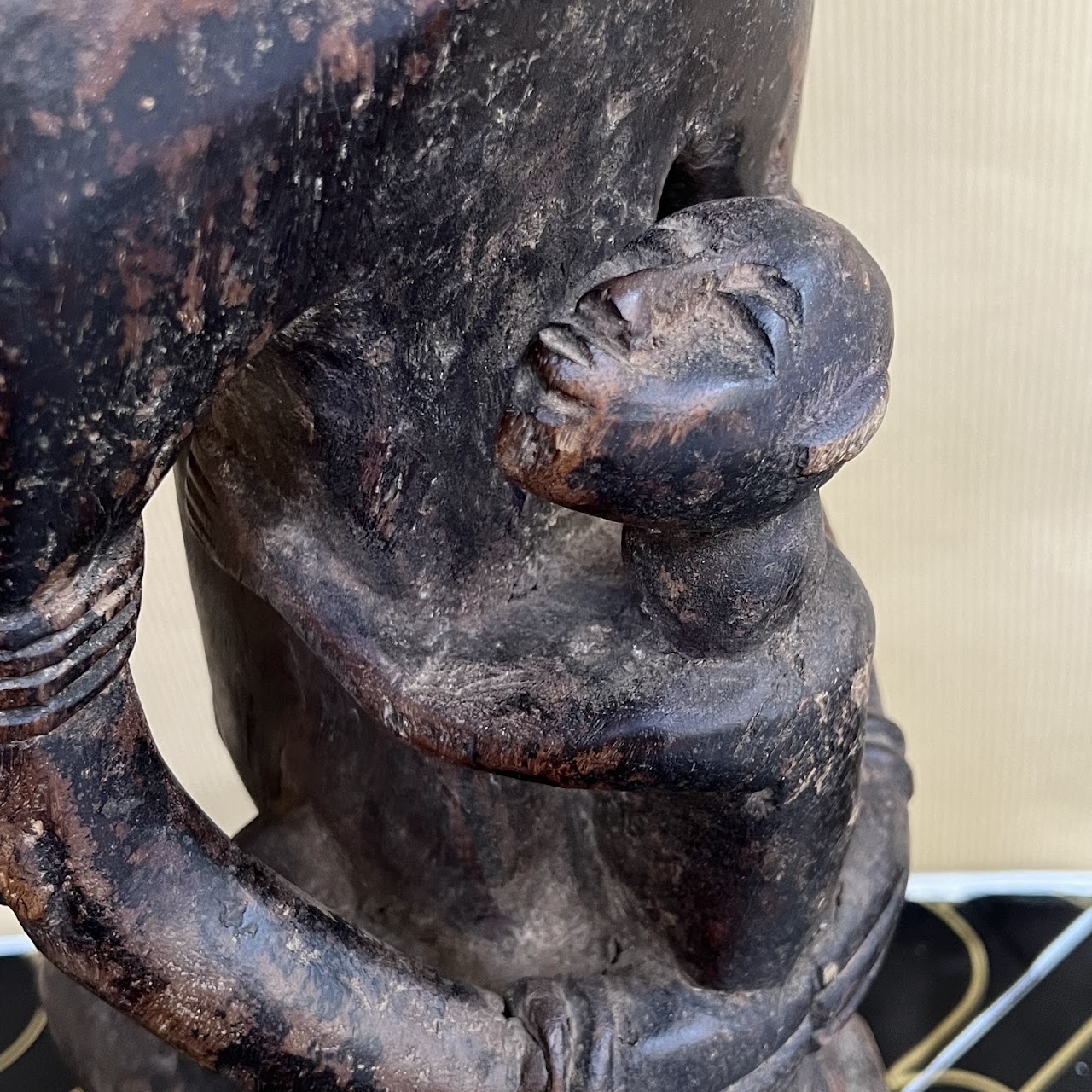 African Dogon Mother and Child Carved Figural Sculpture