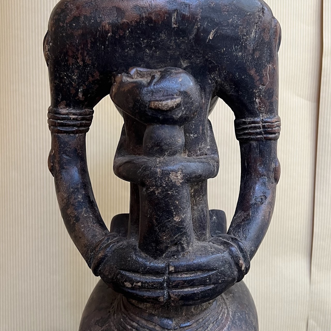 African Dogon Mother and Child Carved Figural Sculpture