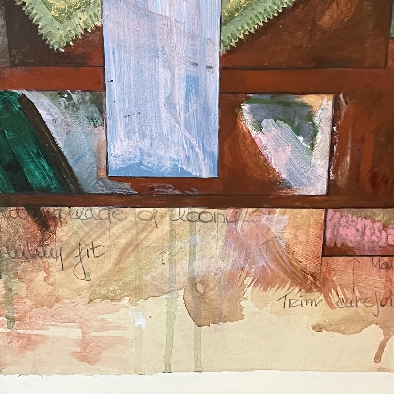 Marjorie Colt 'The Beginning is in Here Somewhere #3'  Watercolor, Collage and Mixed Media Painting