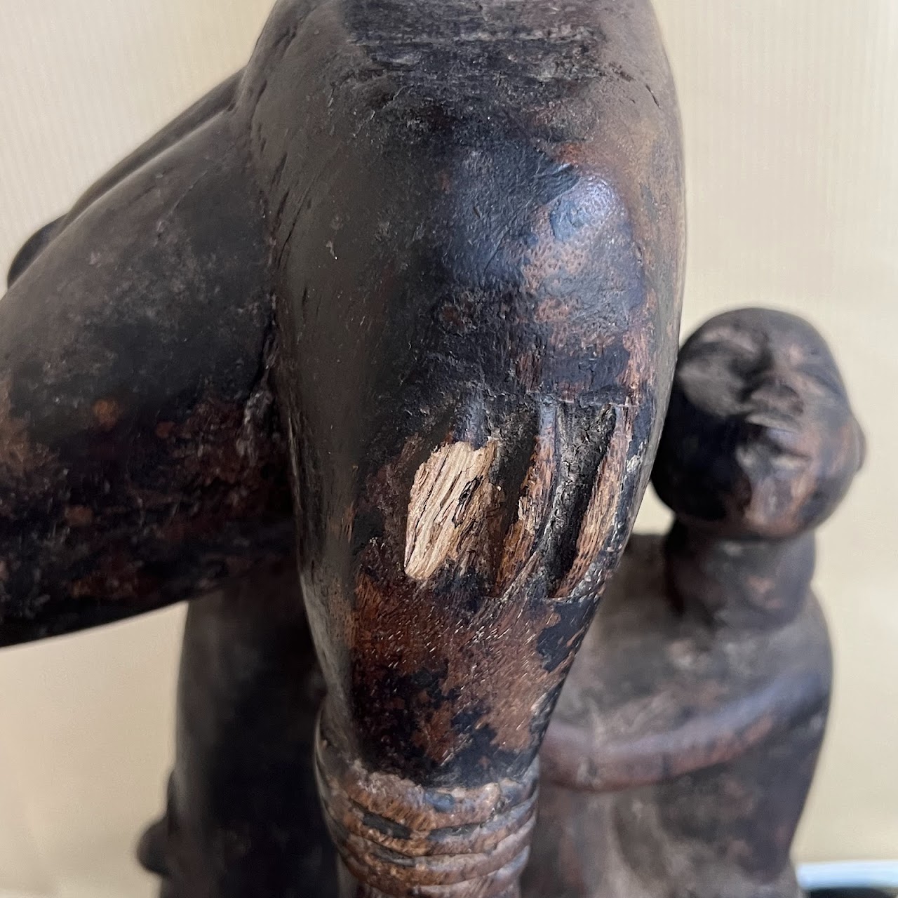 African Dogon Mother and Child Carved Figural Sculpture