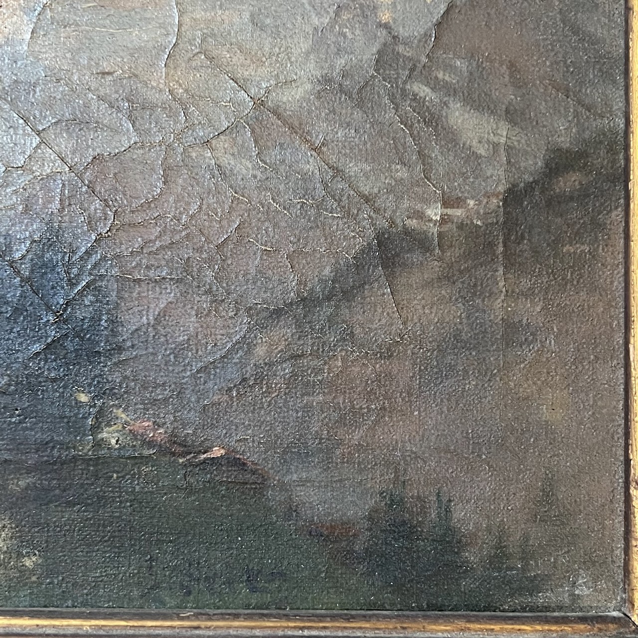 Mountain Landscape Vintage Oil Painting