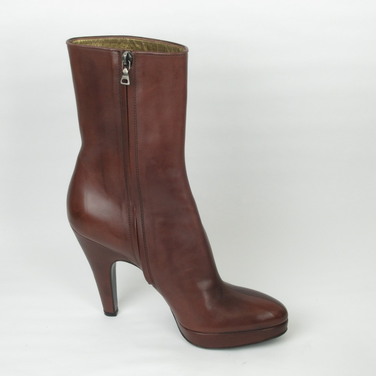 Prada NEW Calf Height Brown Leather Boots