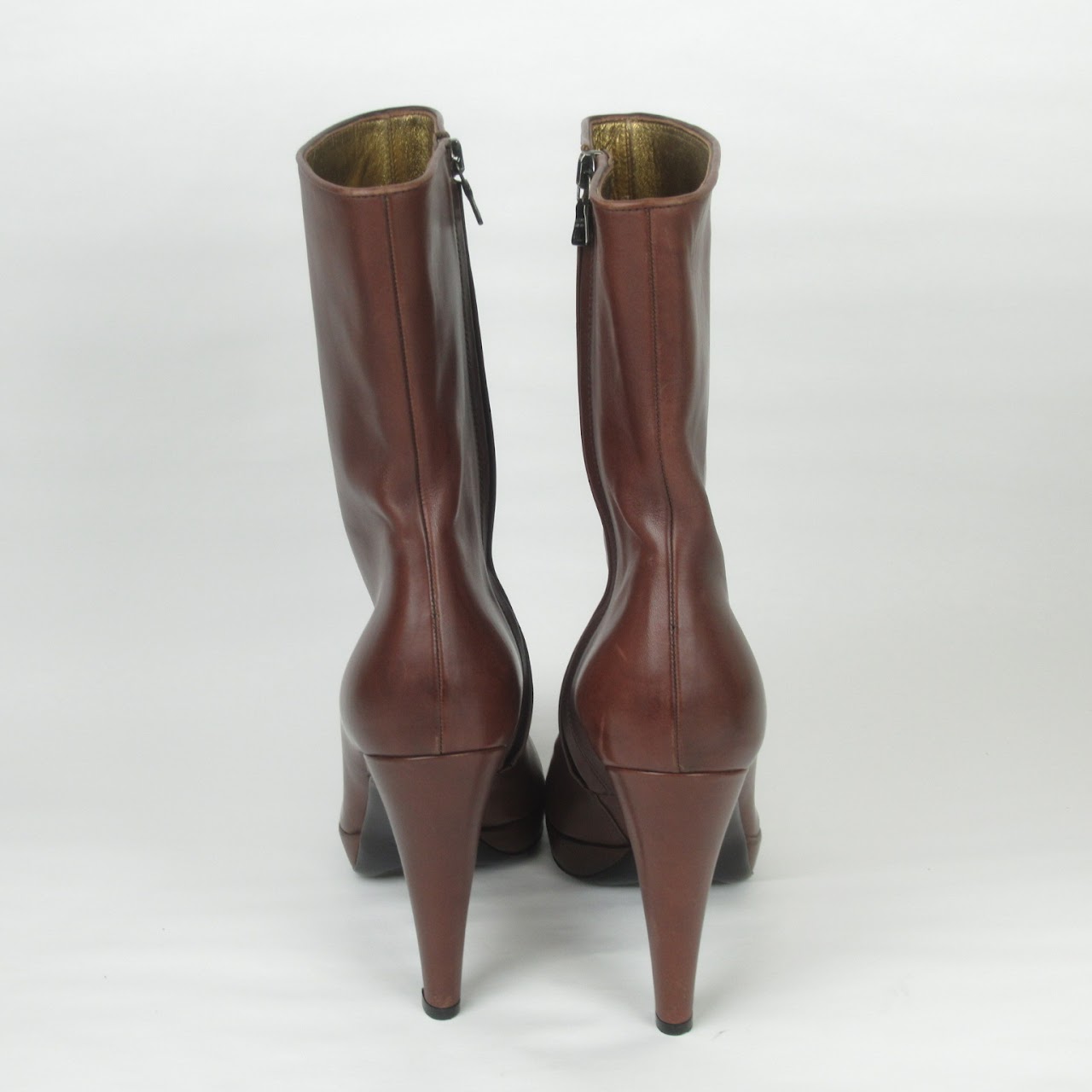 Prada NEW Calf Height Brown Leather Boots