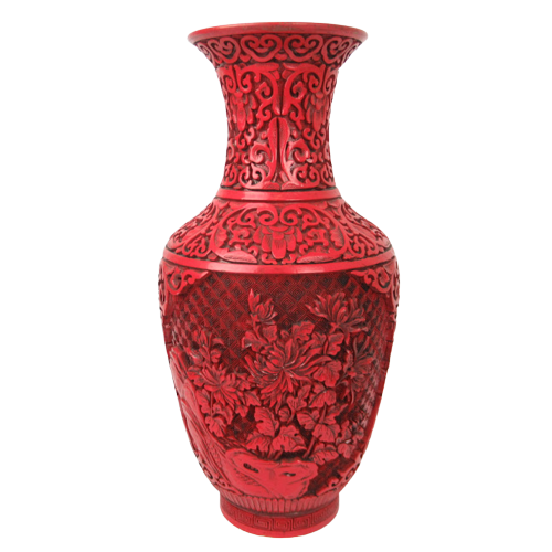 Cinnabar & Brass Vase