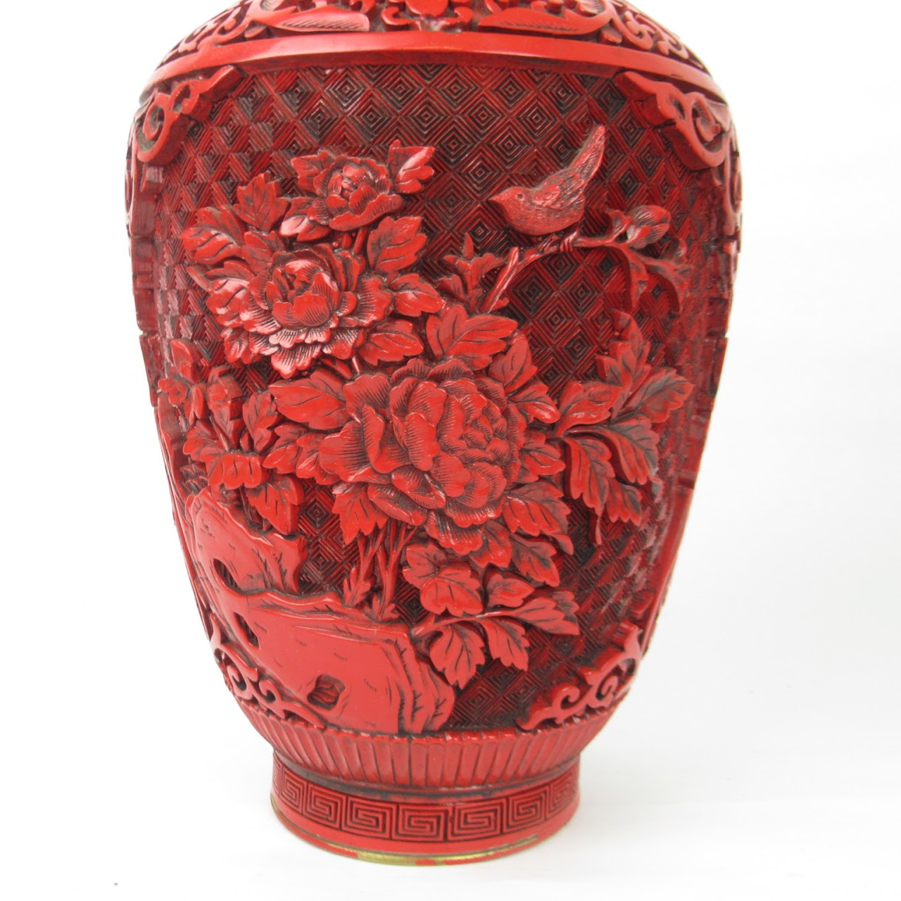 Cinnabar & Brass Vase