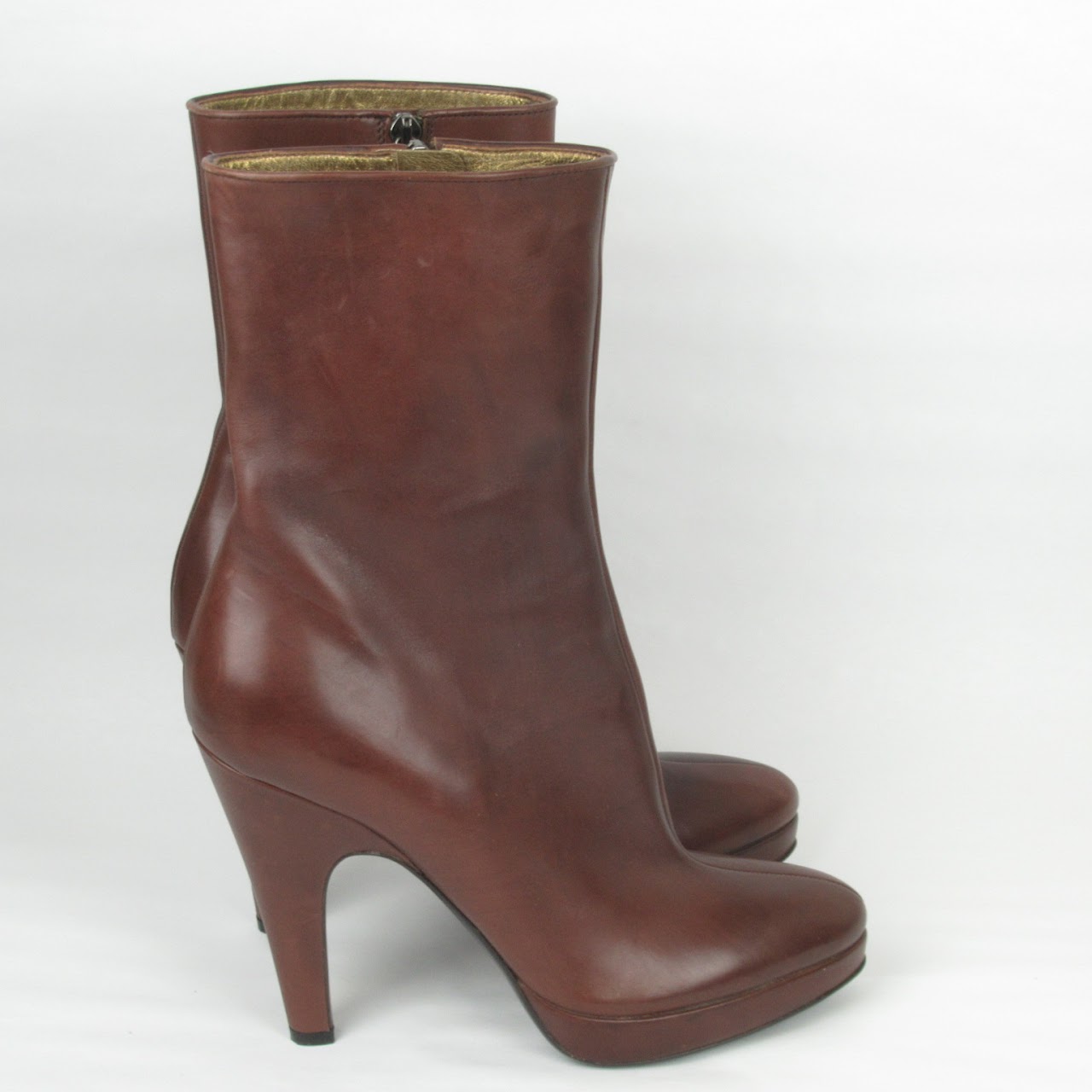 Prada NEW Calf Height Brown Leather Boots