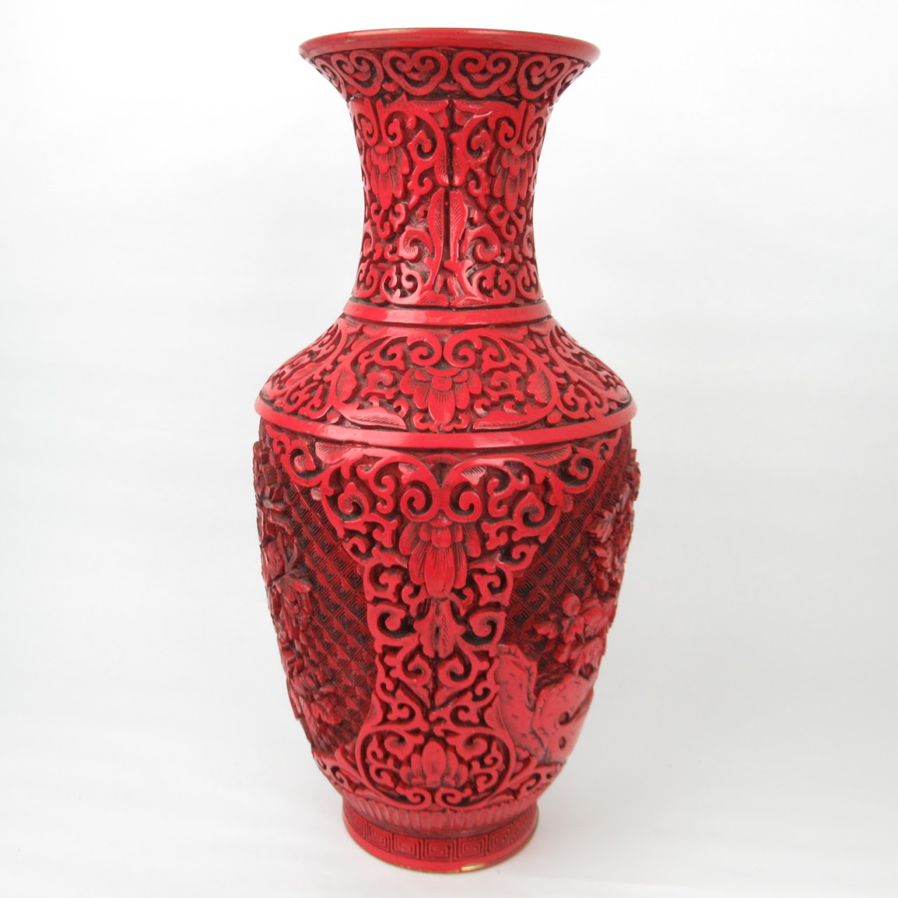 Cinnabar & Brass Vase