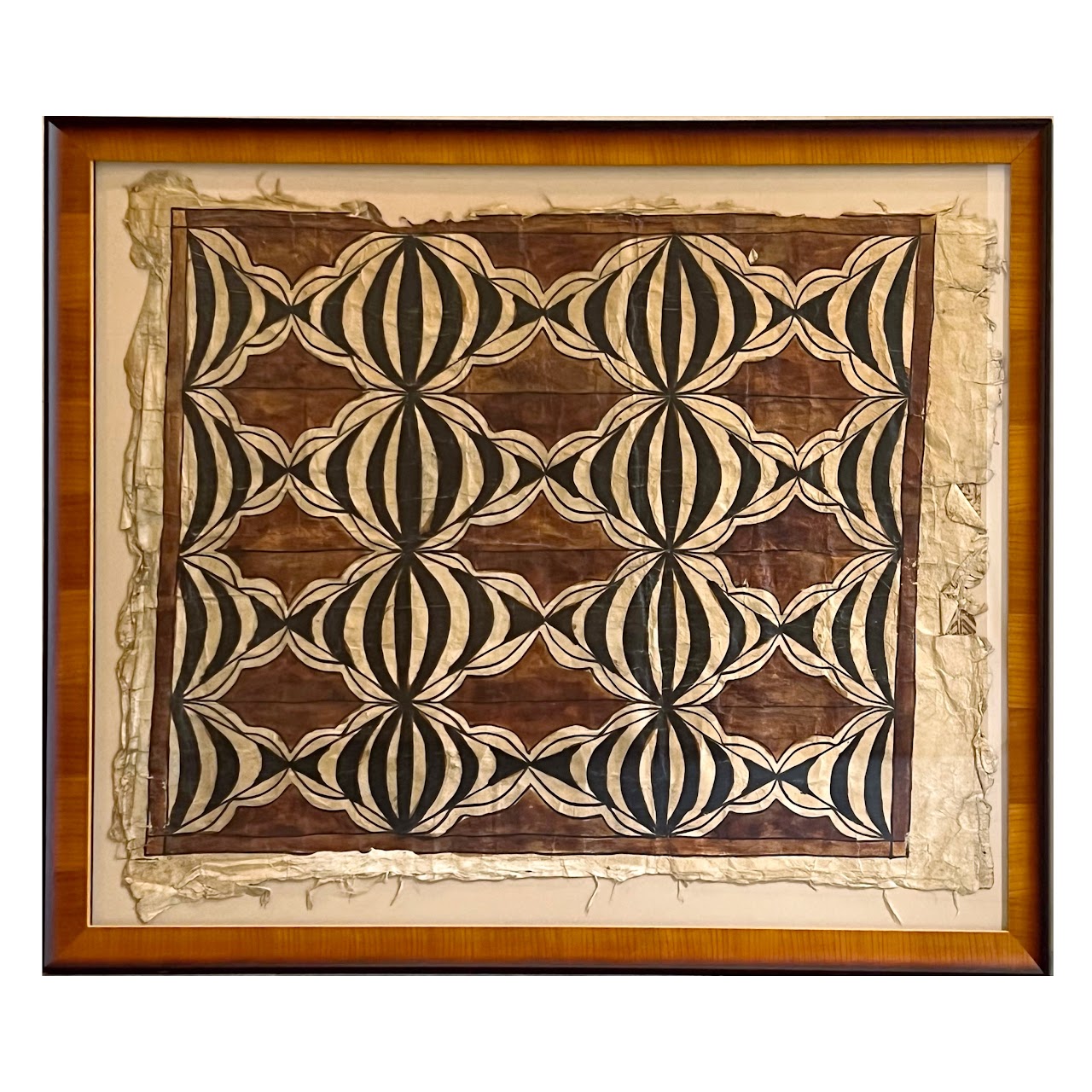 Tapa Barkcloth Framed Vintage Oceanic Textile