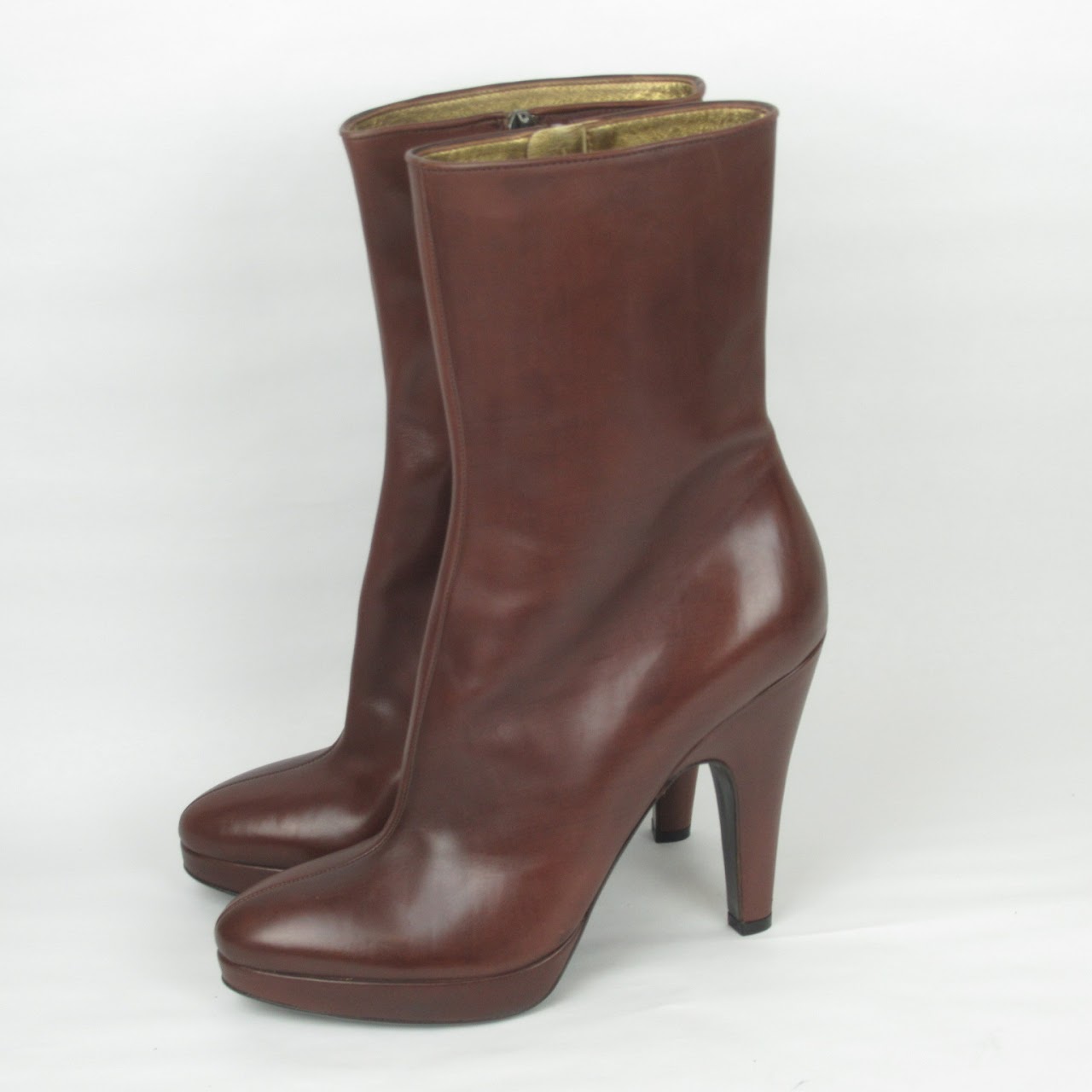 Prada NEW Calf Height Brown Leather Boots