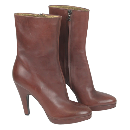 Prada NEW Calf Height Brown Leather Boots