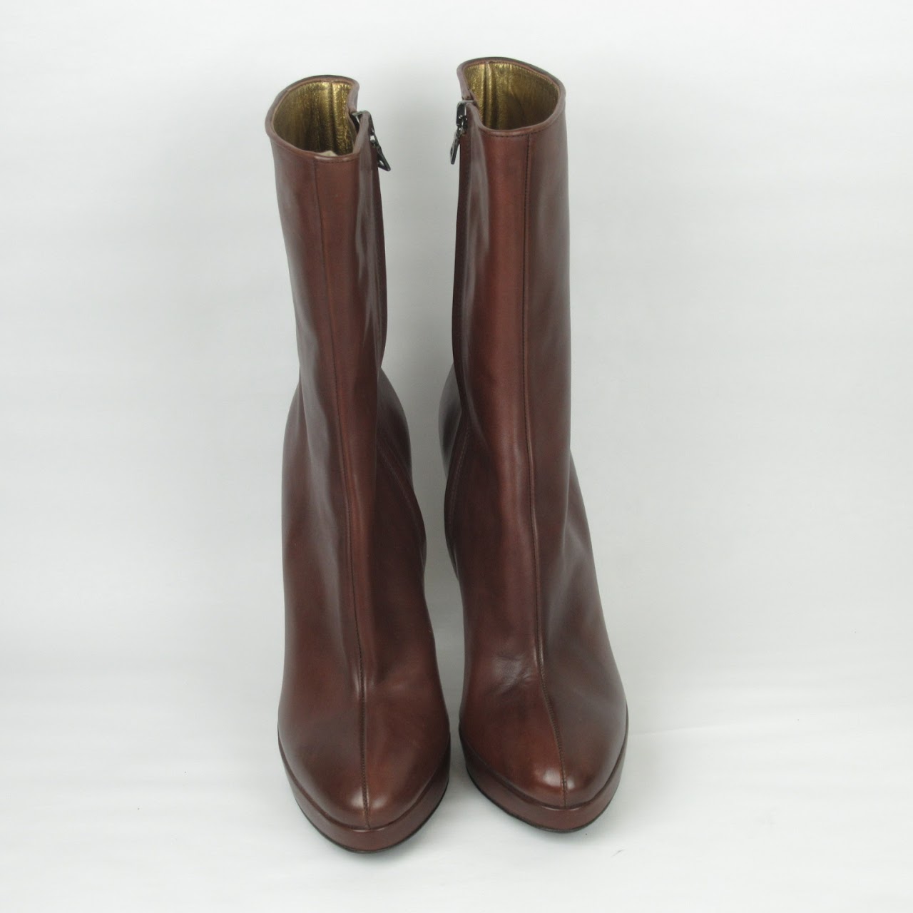 Prada NEW Calf Height Brown Leather Boots