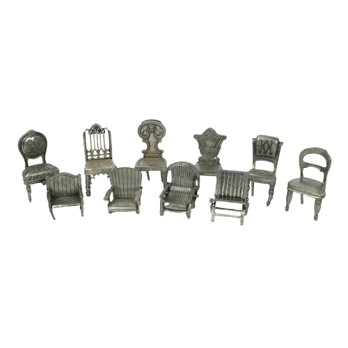 Pewter Place Card Holder 10-Piece Chair Set