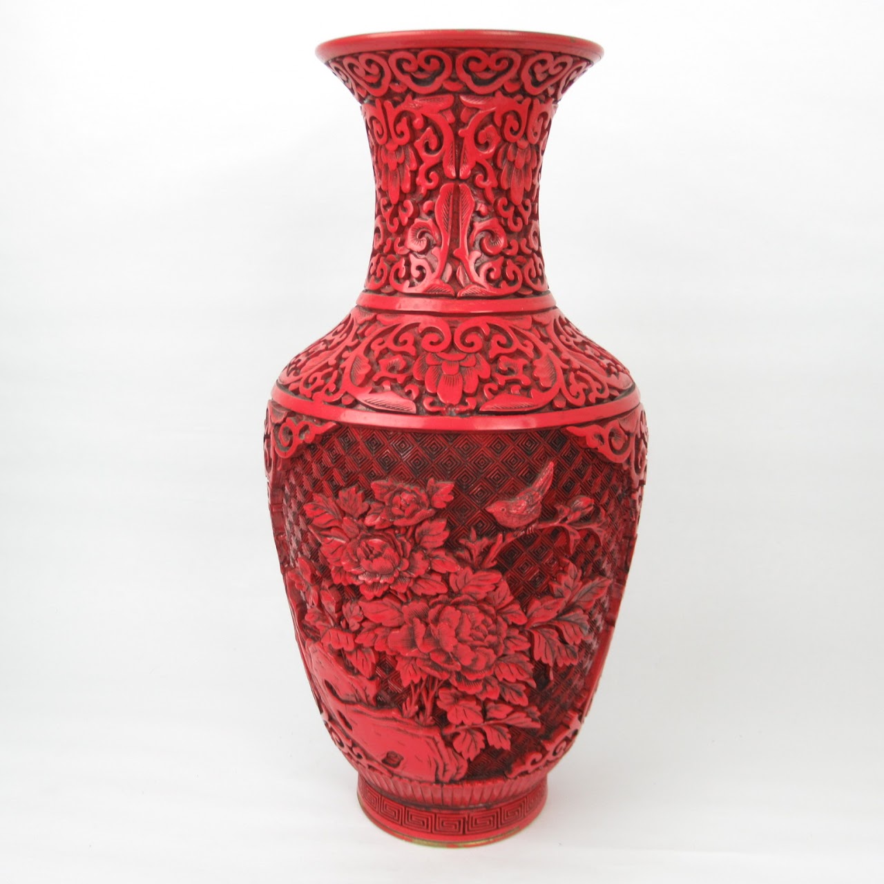 Cinnabar & Brass Vase