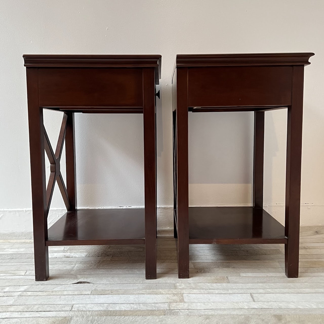 Grange 1904 French Cherry Directoire Style End Table Pair