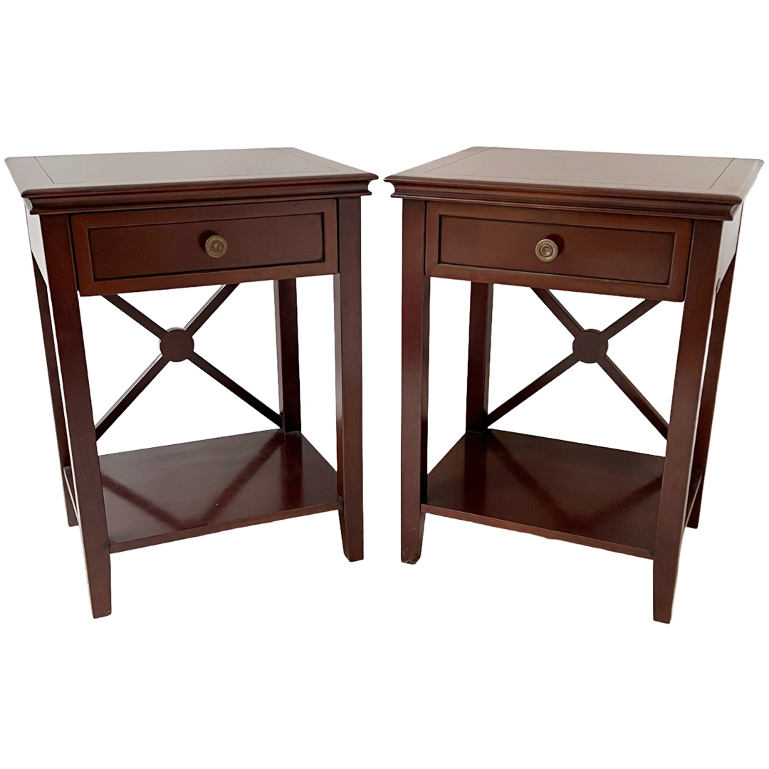 Grange 1904 French Cherry Directoire Style End Table Pair