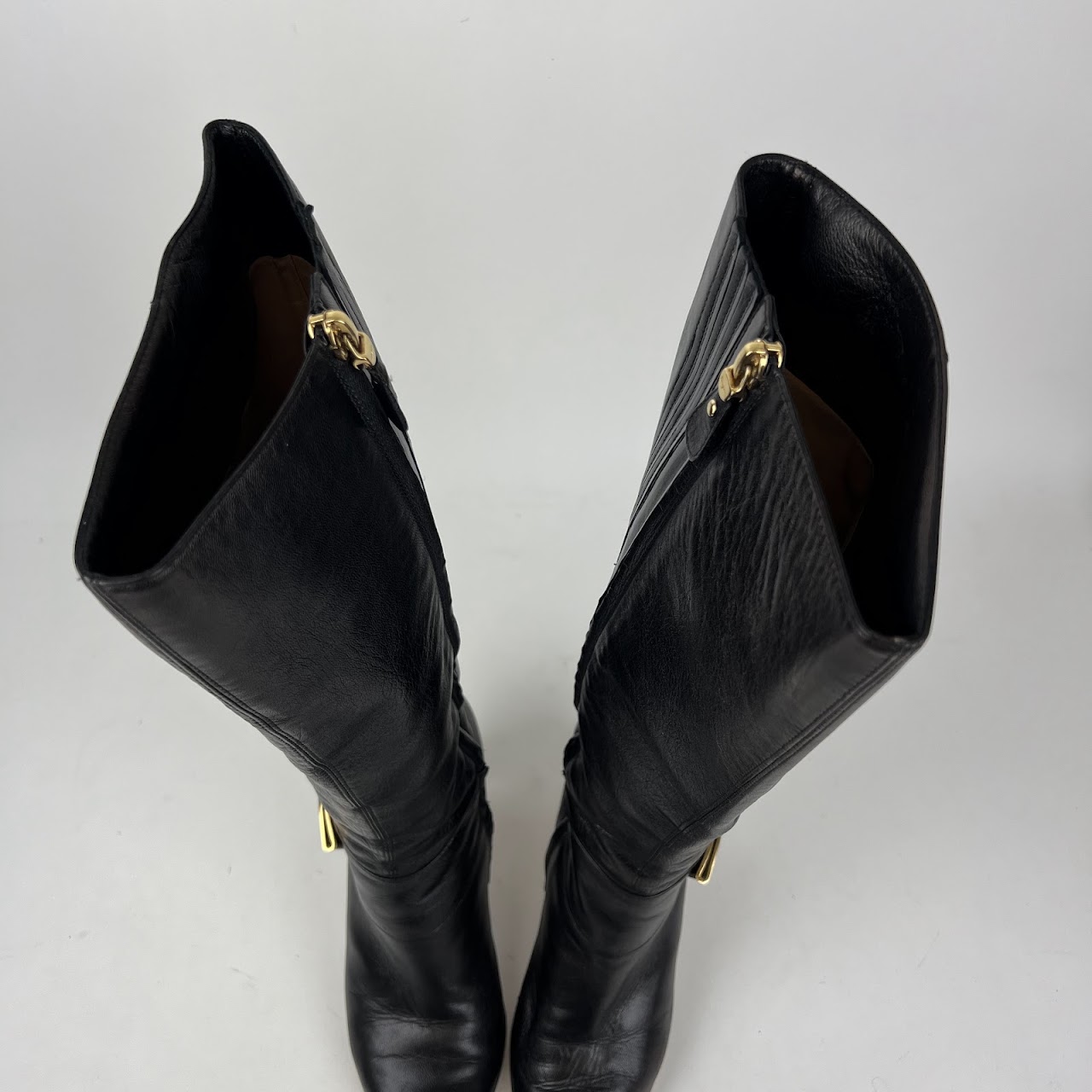 Salvatore Ferragamo Black Knee High Boots