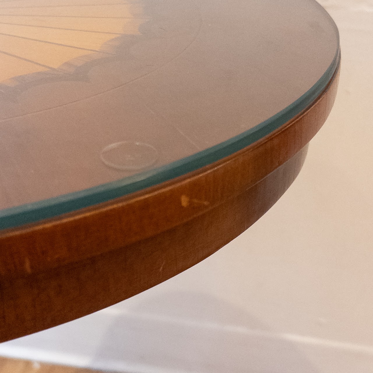 Italian Inlaid Top Pedestal Accent Table