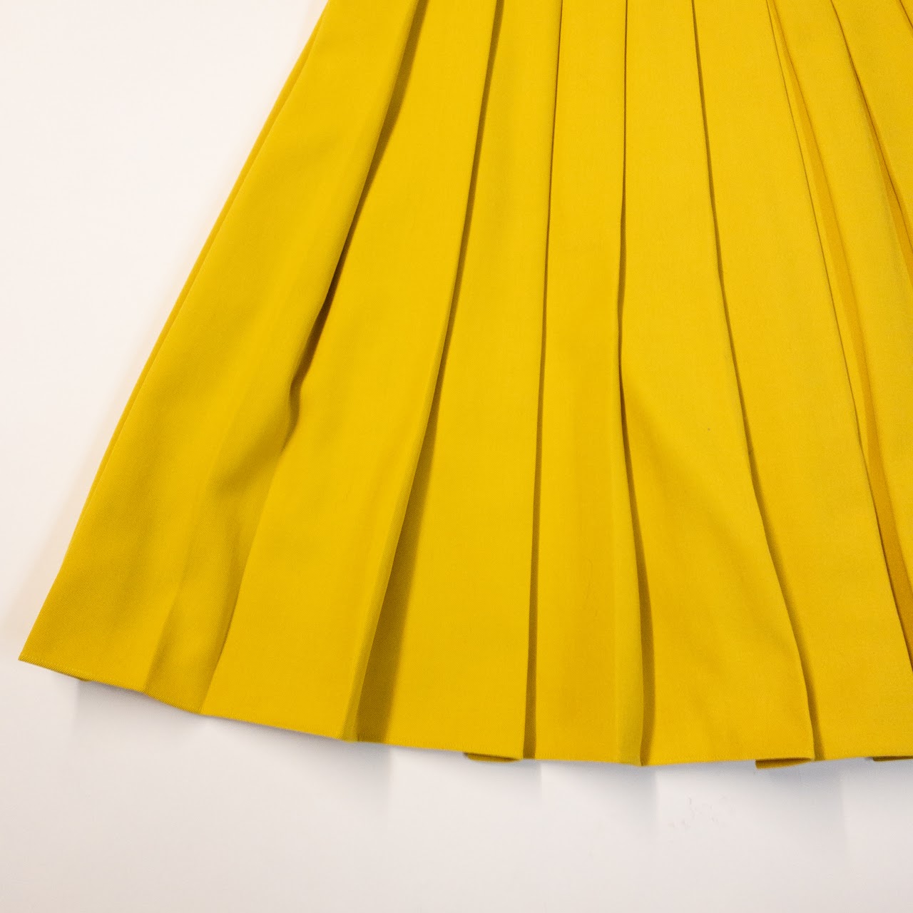 Fendi Pleated Yellow Full-Circle Midi Skirt